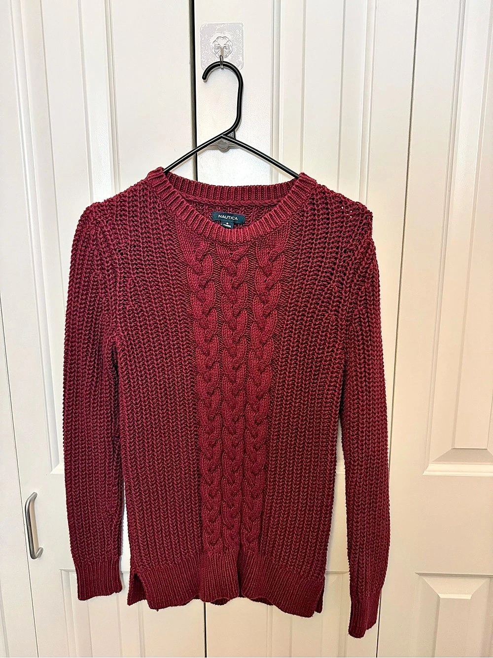 Nautica Cable Knit Sweater in Red/Maroon Size Small